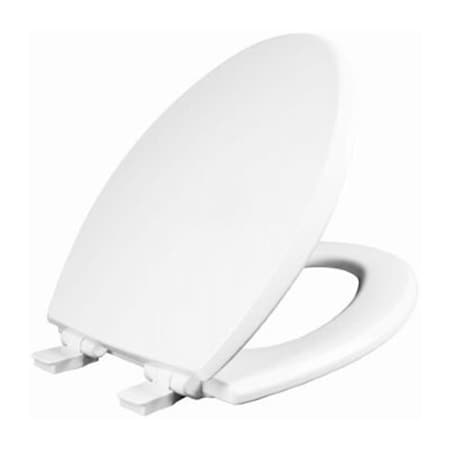 Gfancy Fixtures Elongated Wood Core Whisper Close Toilet Seat, White GF2012665